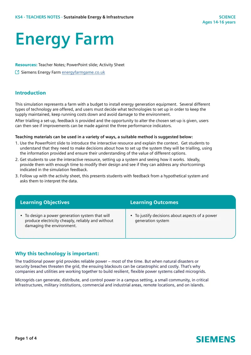 Sustainable Energy and Infrastructure Teaching Notes