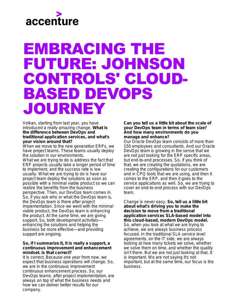 Johnson Controls Cloud-Based DevOps Journey