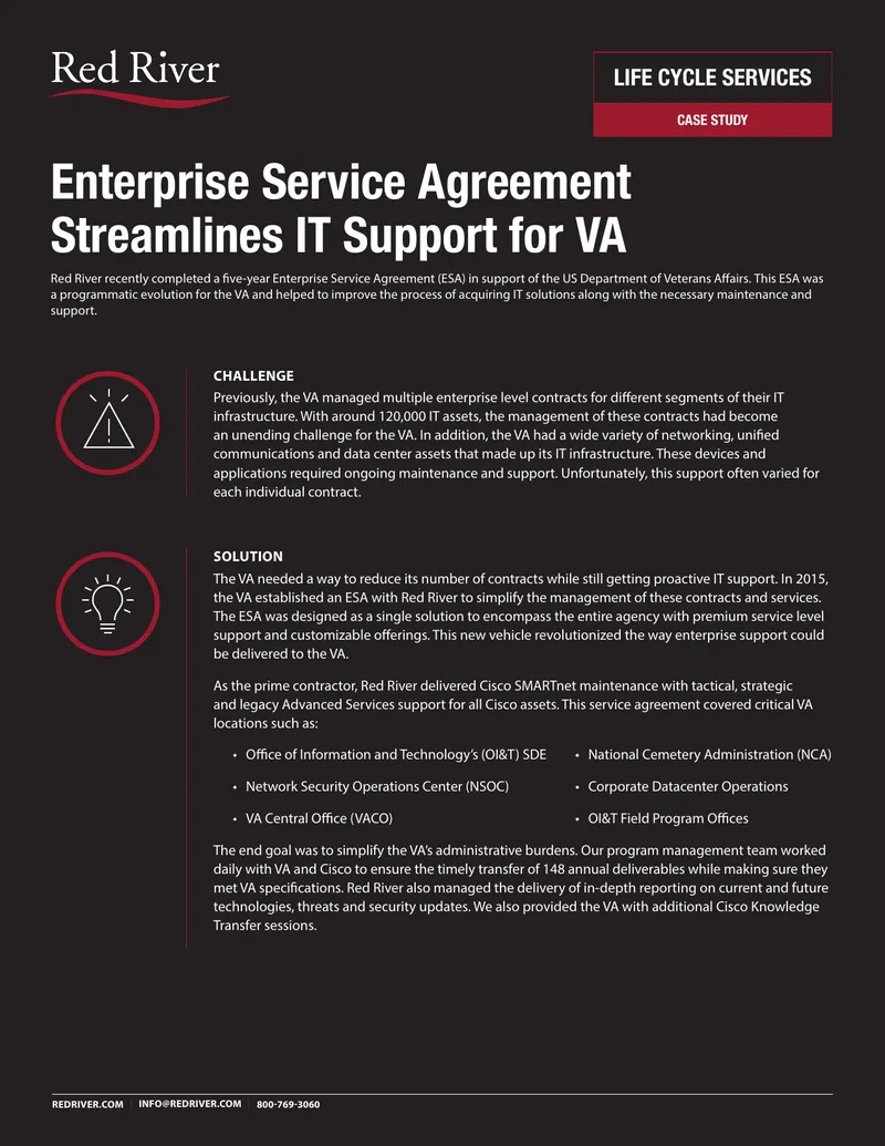 Enterprise Service Agreement Case Study for VA