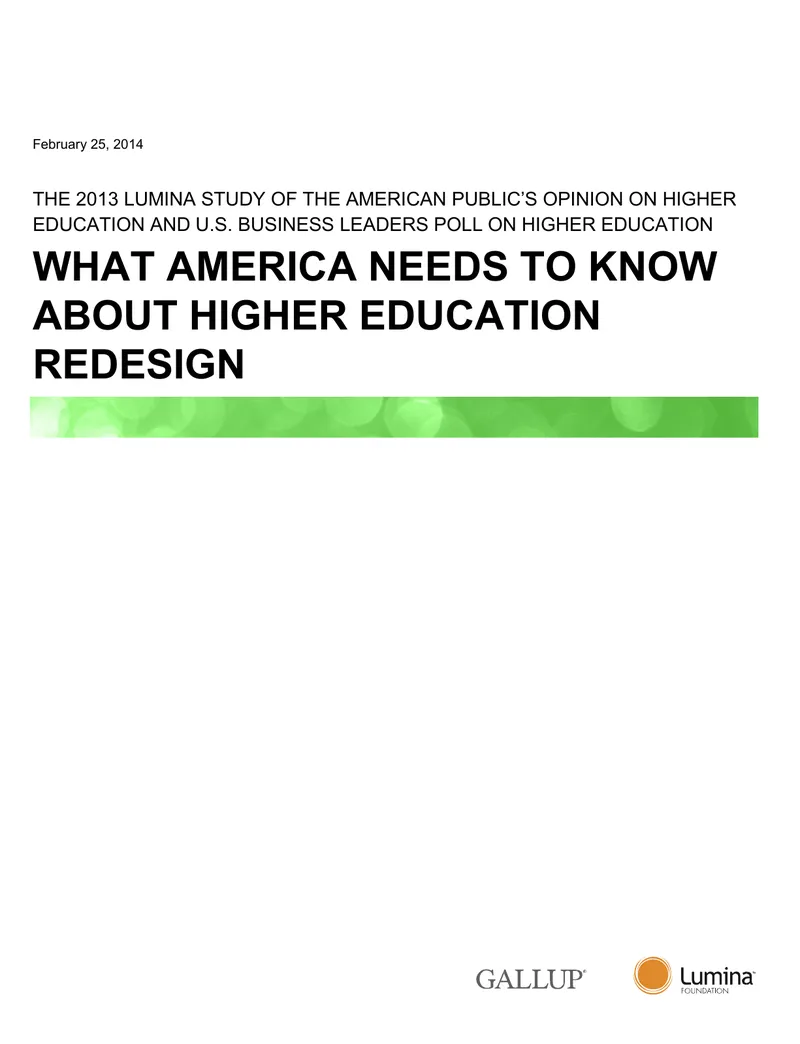 2013 Lumina Study on Higher Education Opinions
