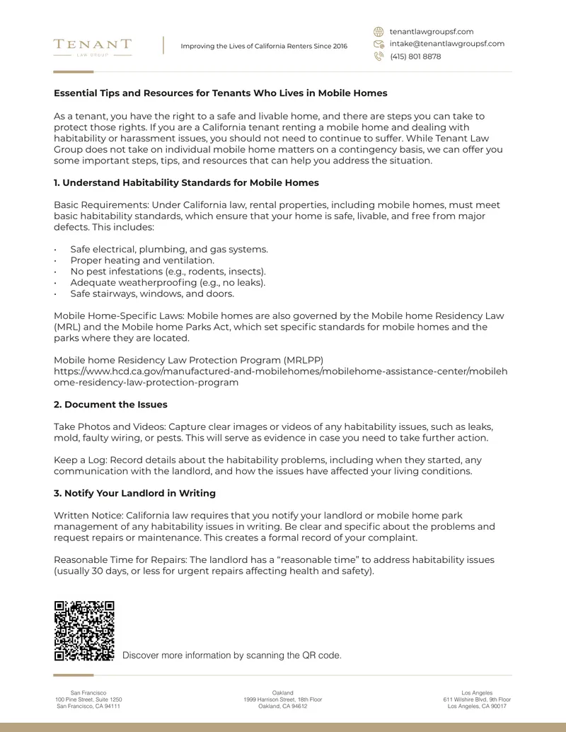Tenant Rights and Resources for California Mobile Home Residents