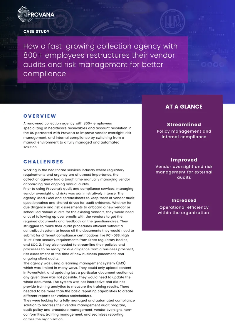 Vendor Management and Compliance Improvement Case Study