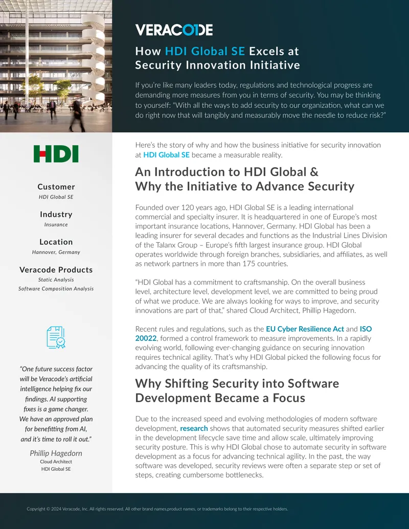 Advancing Security in Software Development at HDI Global