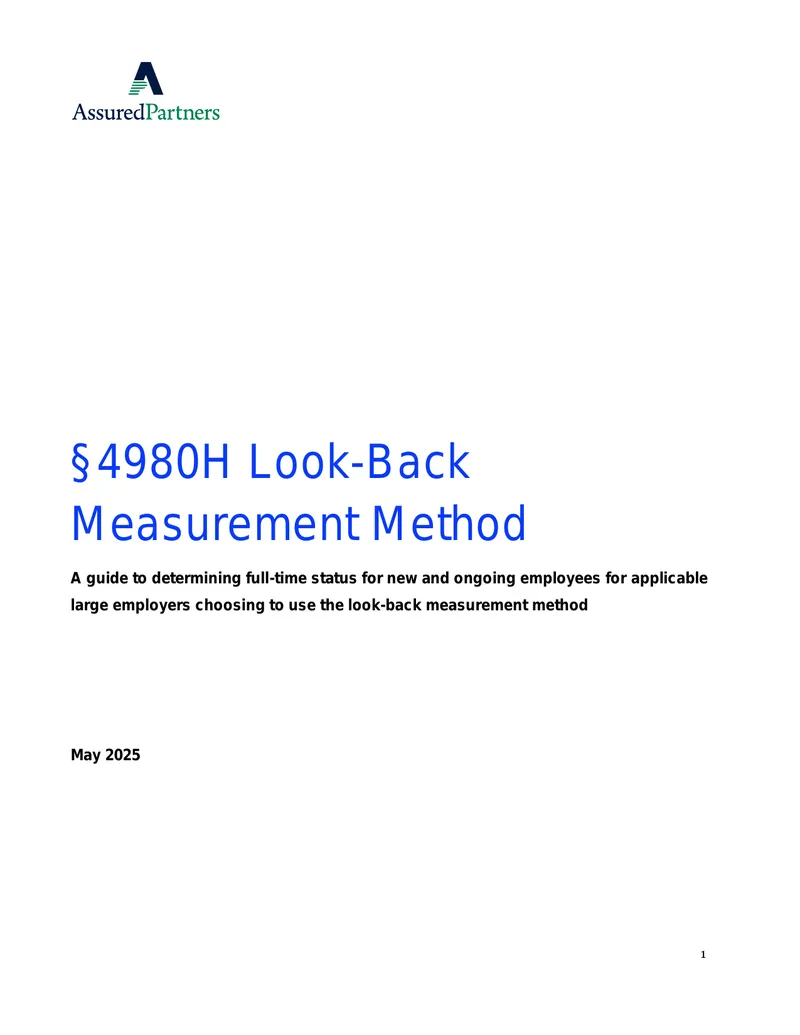 Look-Back Measurement Method Guide for Employers