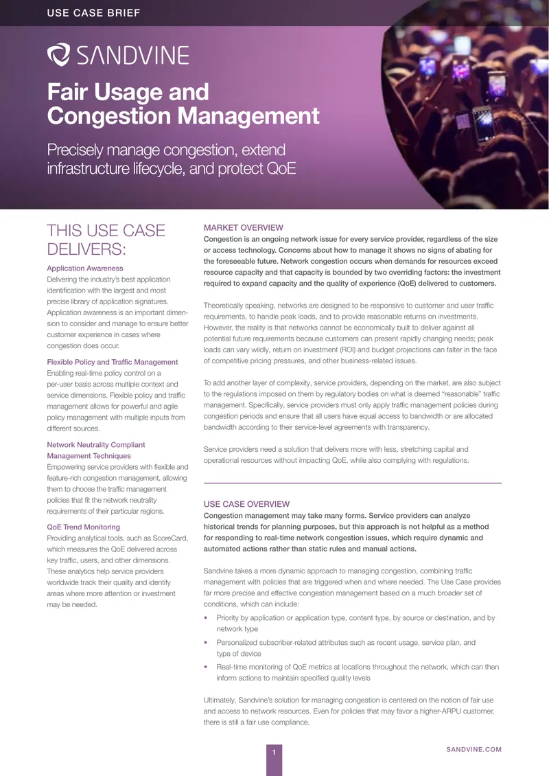 Fair Usage and Congestion Management Use Case Brief
