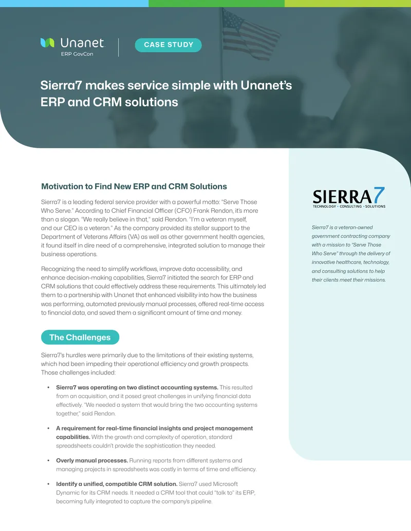 Sierra7 Case Study on Unanet ERP and CRM Solutions