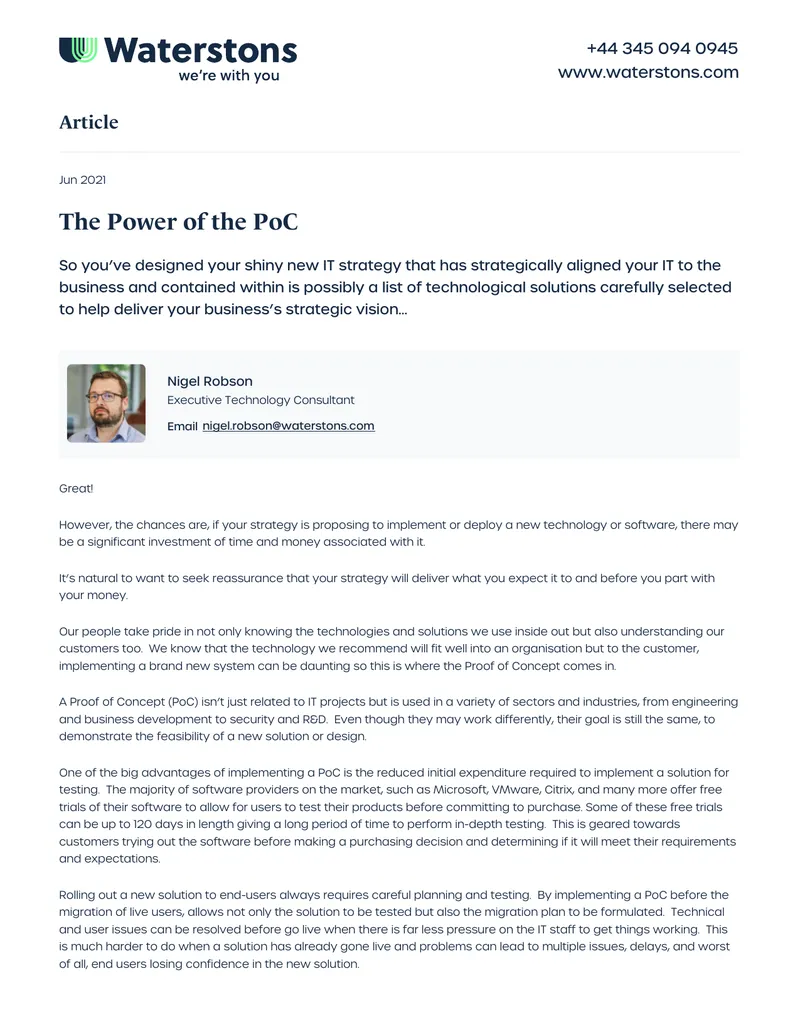 Understanding the Role of Proof of Concept in IT Strategy