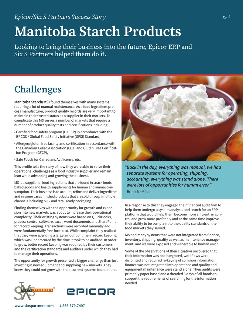 Manitoba Starch Products ERP Implementation Case Study