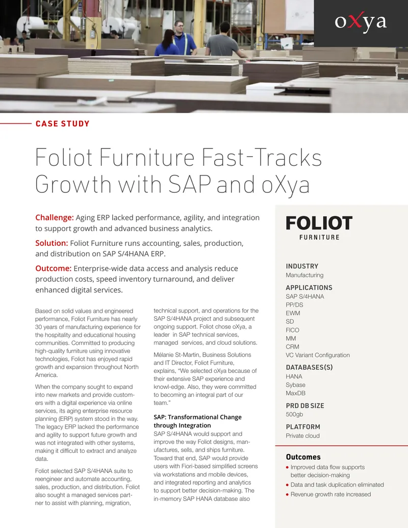 Foliot Furniture Fast-Tracks Growth with SAP and oXya