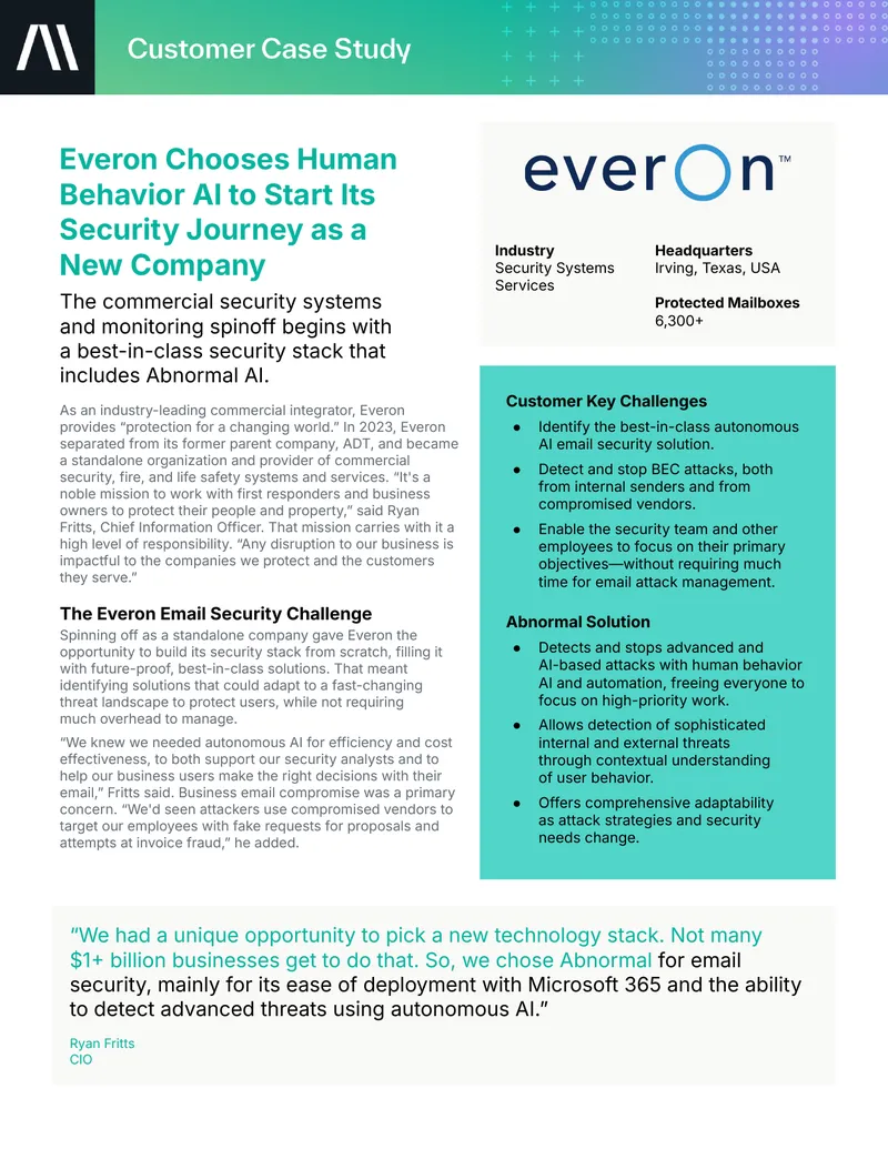 Everon's Security Stack Implementation with Abnormal AI