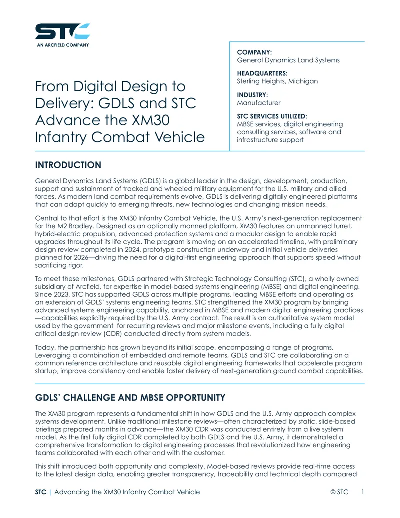 XM30 Infantry Combat Vehicle Development Collaboration