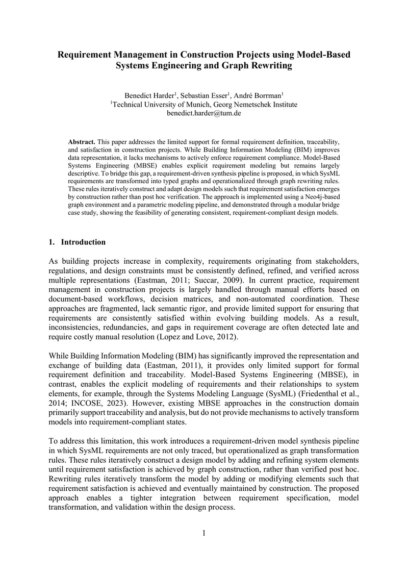 Requirement Management in Construction Projects Using Graph Rewriting