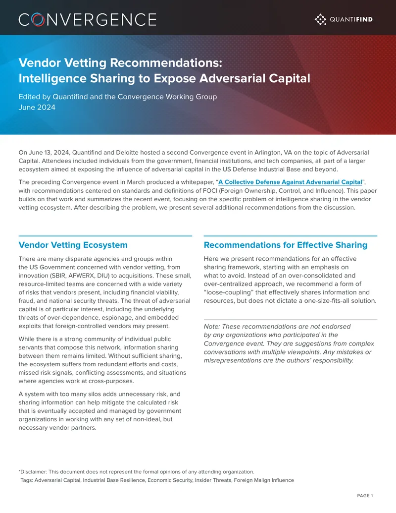 Vendor Vetting Recommendations for Intelligence Sharing