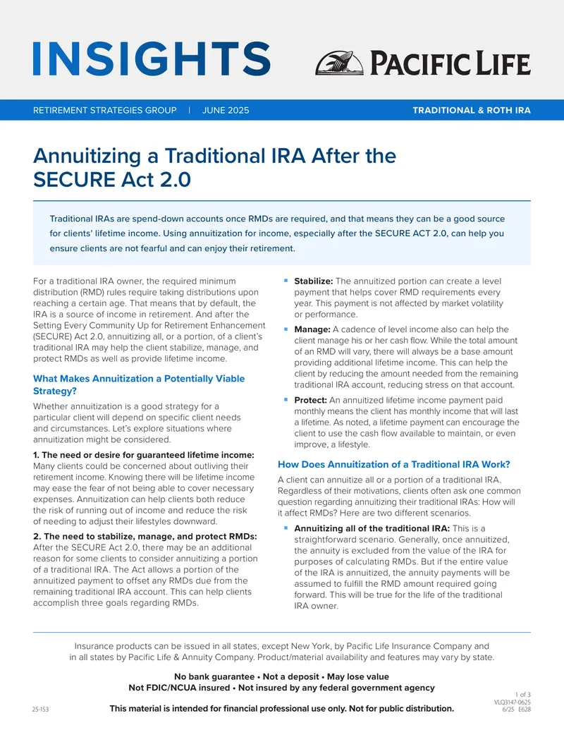 Annuitizing a Traditional IRA After the SECURE Act 2.0