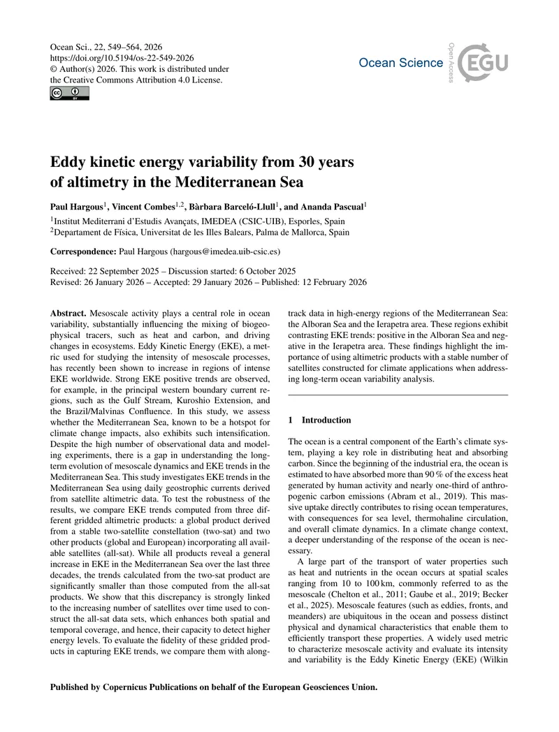 Eddy Kinetic Energy Variability in the Mediterranean Sea