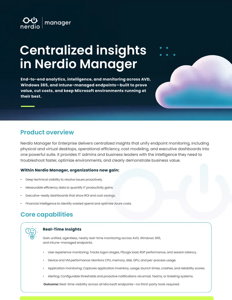 Centralized Insights in Nerdio Manager