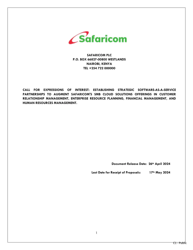 Call for Expressions of Interest for SaaS Partnerships