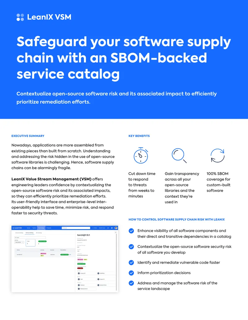 Controlling Software Supply Chain Risk with LeanIX