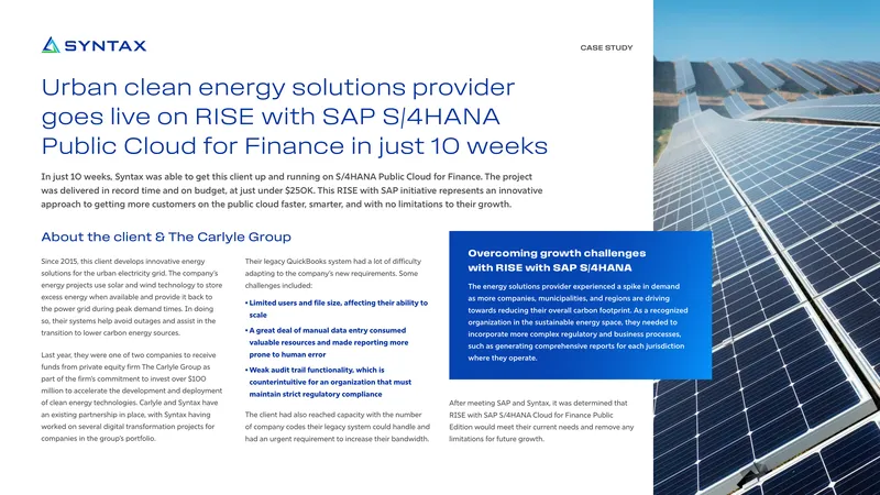 Urban Clean Energy Solutions Deployment Case Study