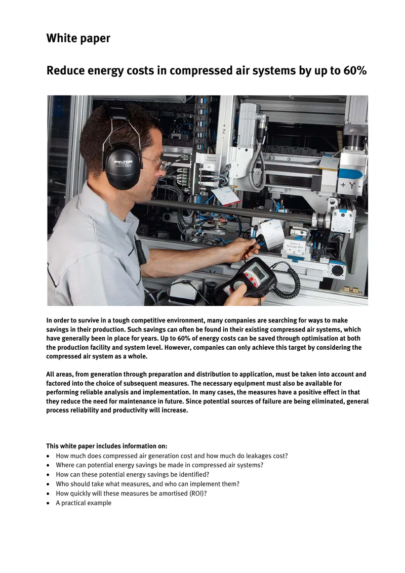 Energy Cost Reduction in Compressed Air Systems