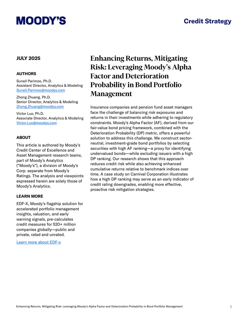 Leveraging Moody's Alpha Factor in Bond Management