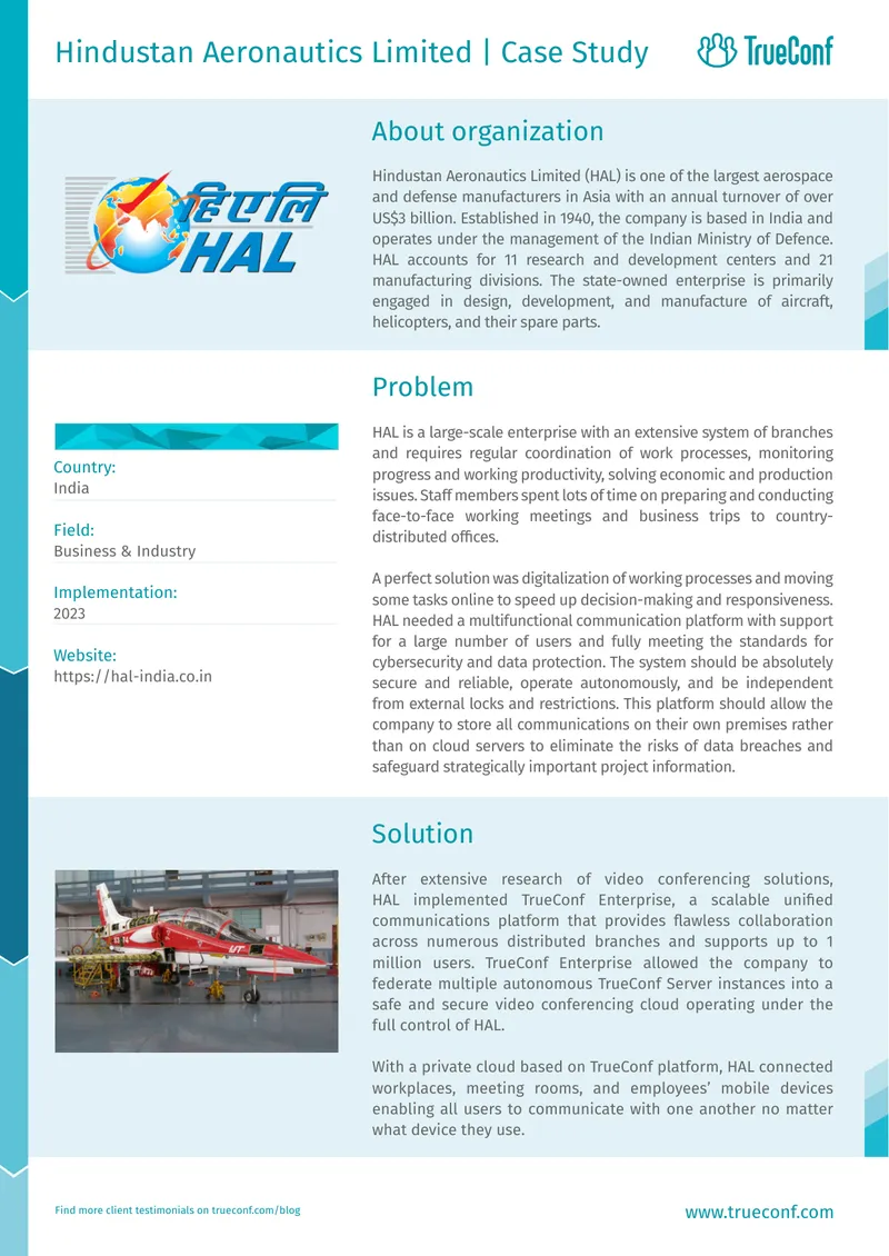 Hindustan Aeronautics Limited Video Conferencing Implementation