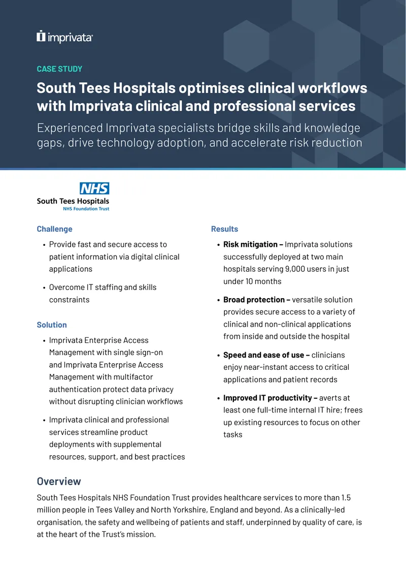 South Tees Hospitals Clinical Workflow Optimization Case Study
