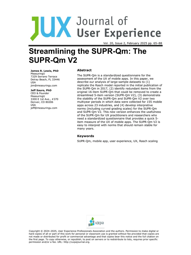 Streamlining the SUPR-Qm V2 for Mobile Apps