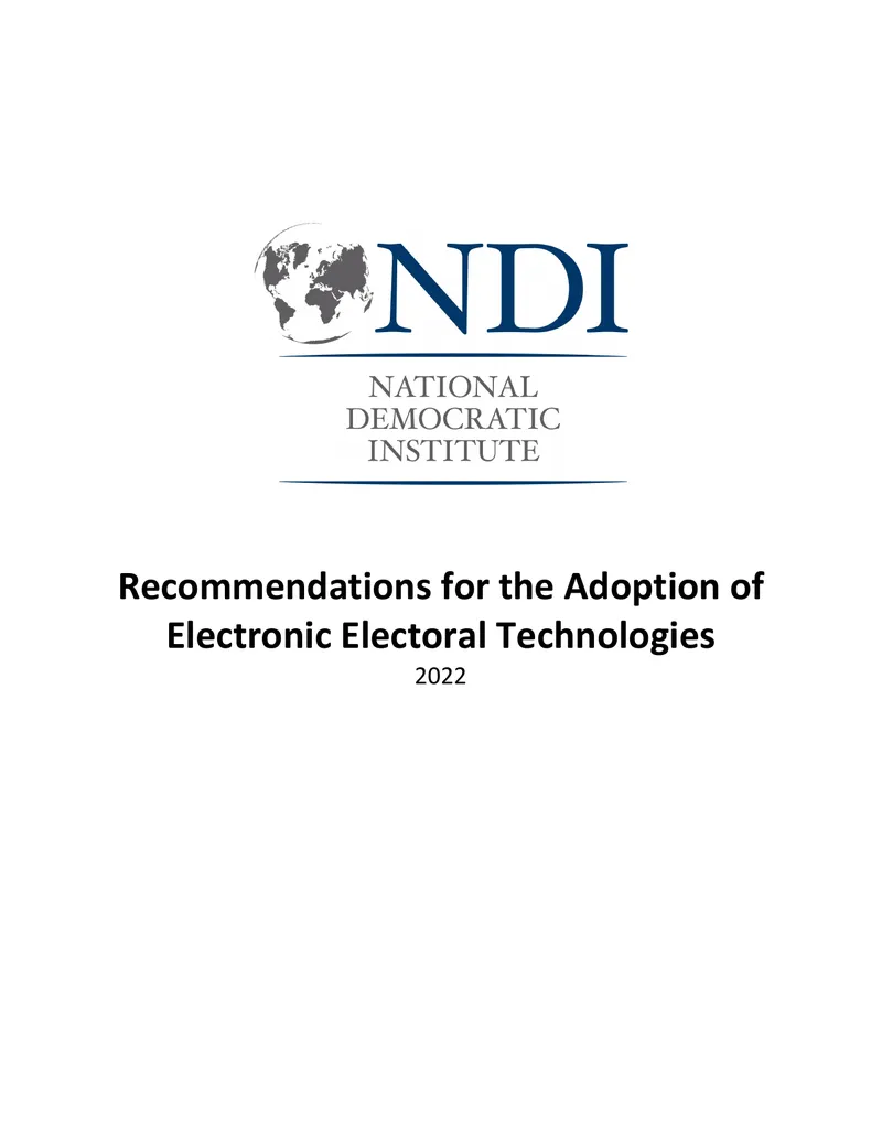 Recommendations for the Adoption of Electronic Electoral Technologies