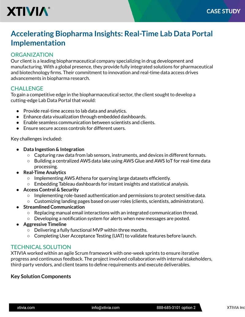 Real-Time Lab Data Portal Implementation for Biopharma