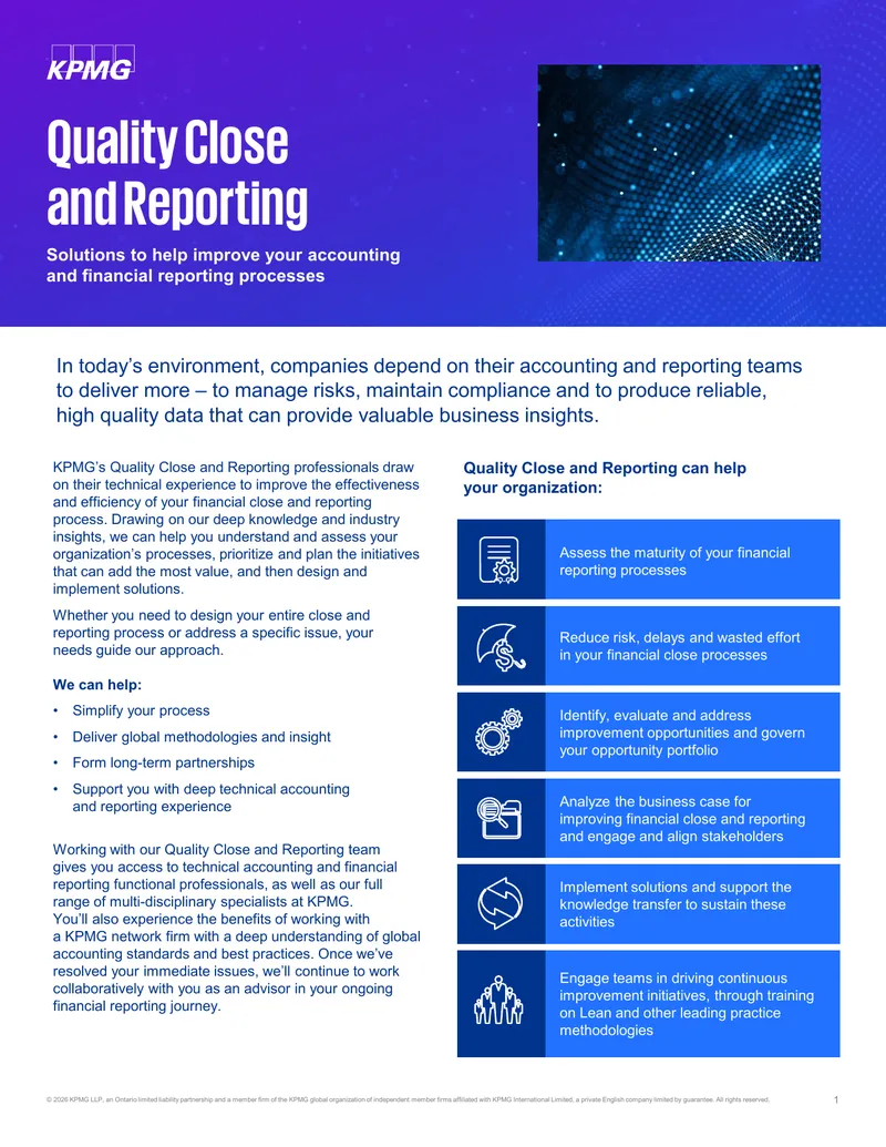 Quality Close and Reporting Solutions Overview