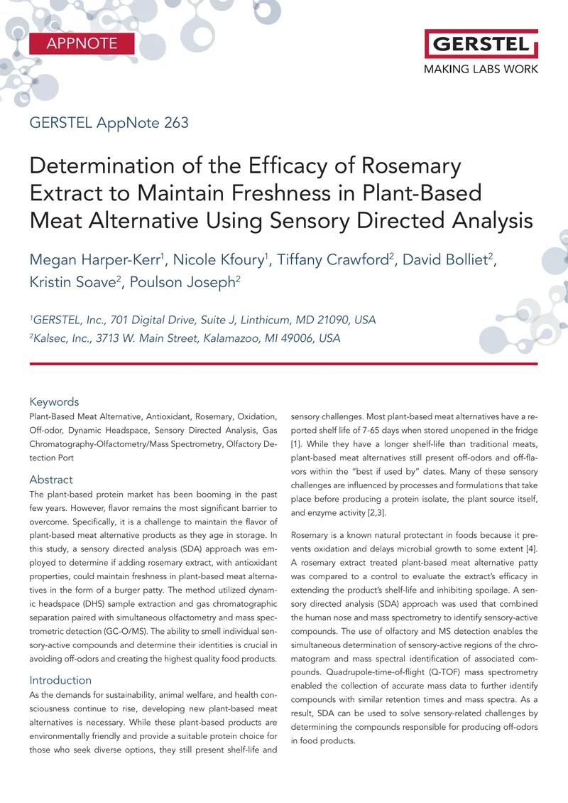 Efficacy of Rosemary Extract in Plant-Based Meat Alternatives