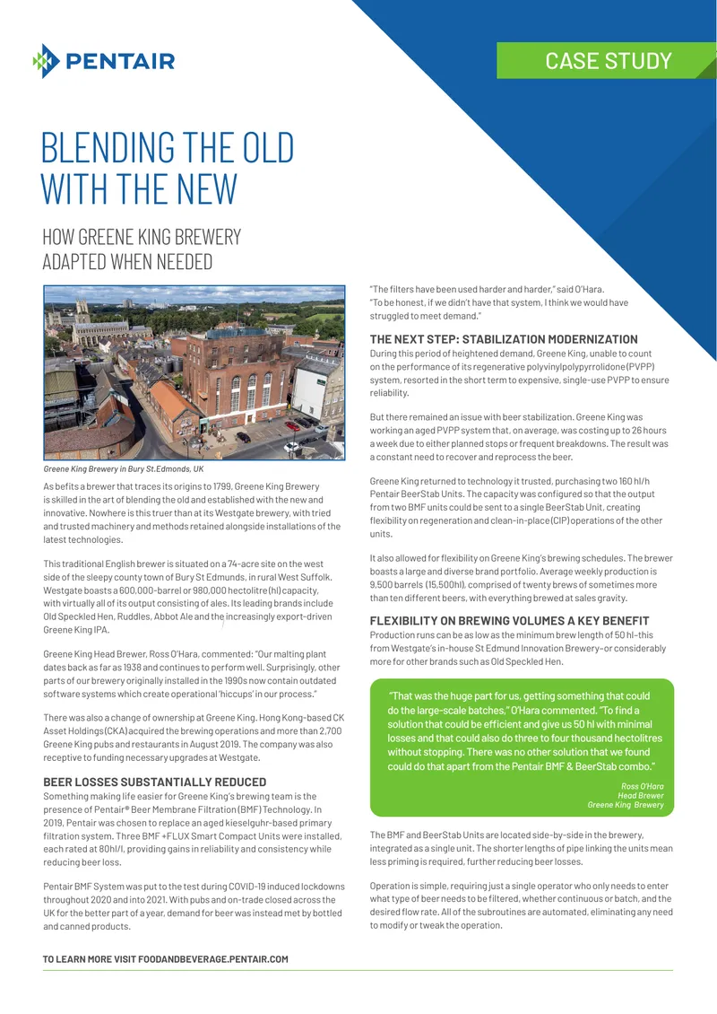 Greene King Brewery Technology Adaptation Case Study