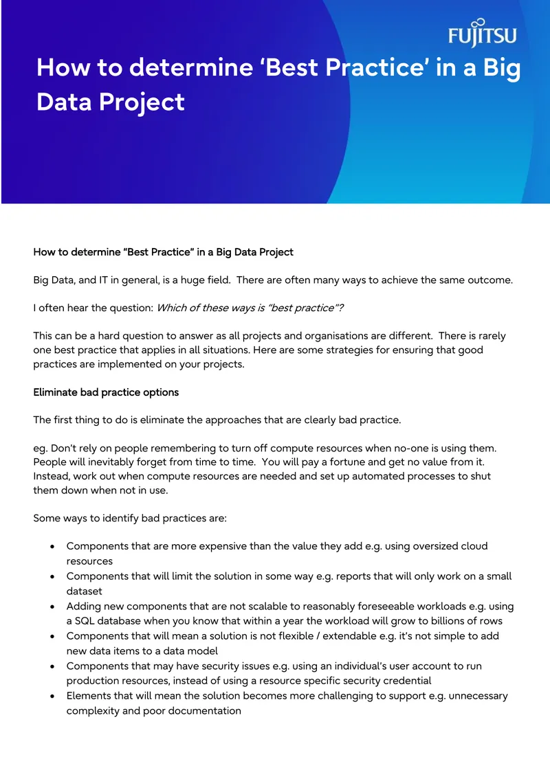 Determining Best Practices in Big Data Projects