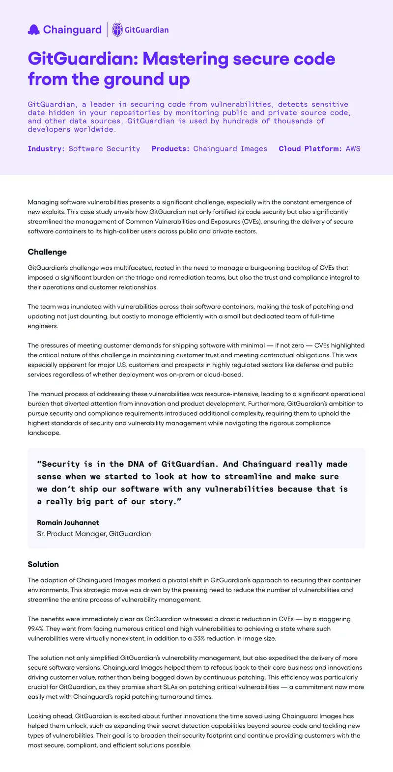 GitGuardian Case Study on Chainguard Images Implementation