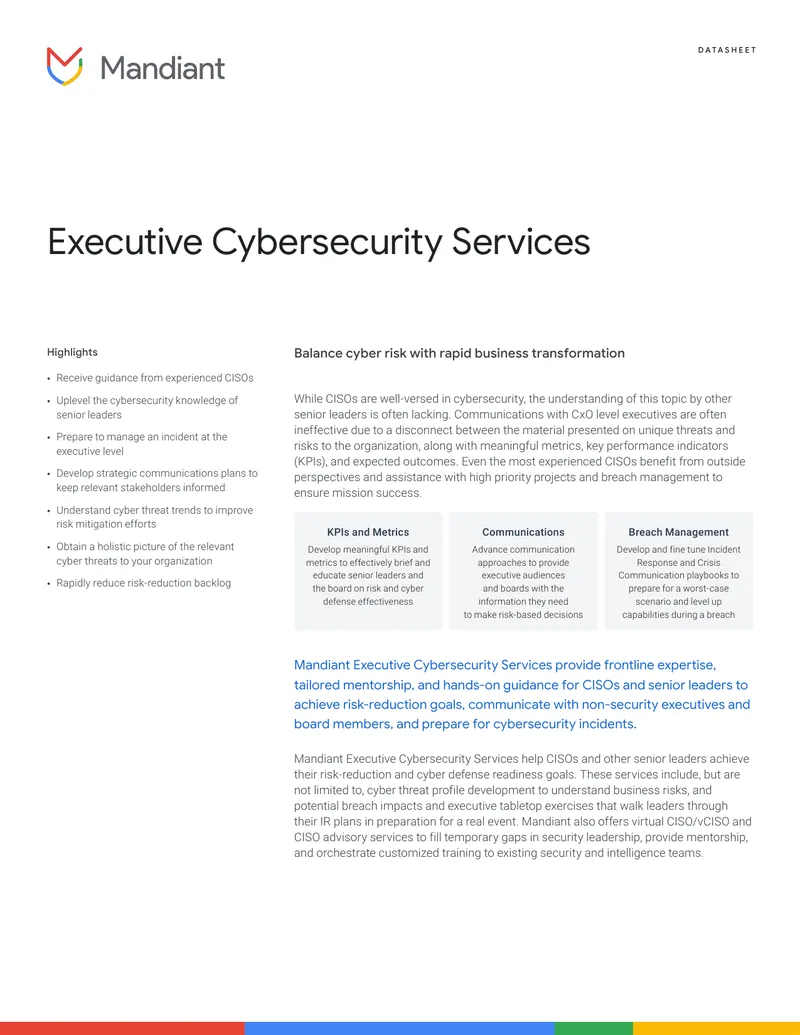 Executive Cybersecurity Services Overview