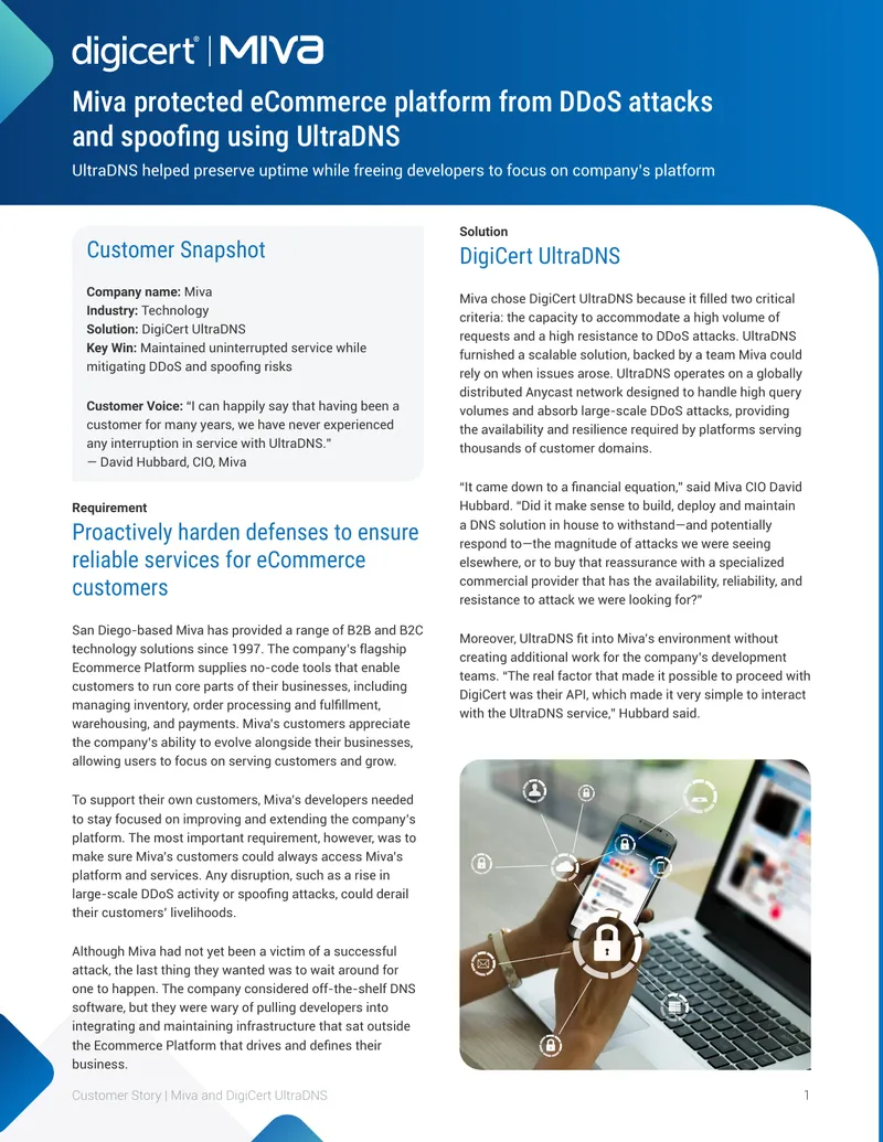 Miva's Implementation of DigiCert UltraDNS for eCommerce Security