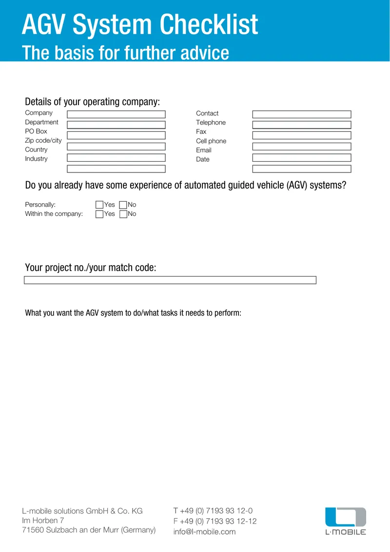 Automated Guided Vehicle System Implementation Checklist