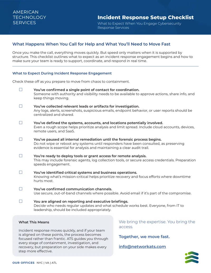Incident Response Engagement Preparation Checklist