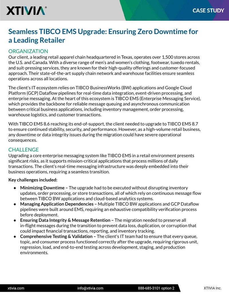 Seamless TIBCO EMS Upgrade for Retail Operations