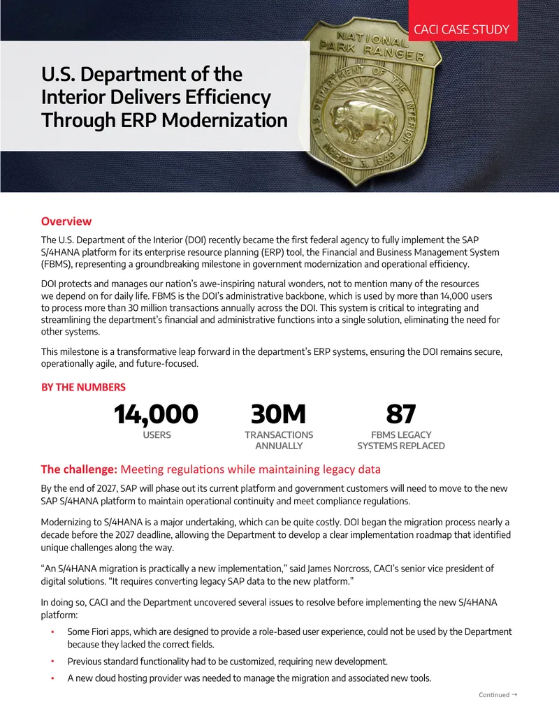 U.S. Department of the Interior ERP Modernization Case Study