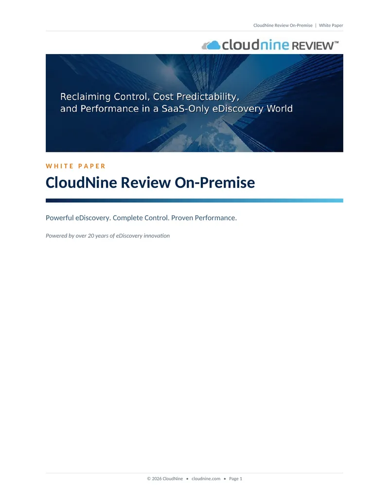 CloudNine Review On-Premise White Paper
