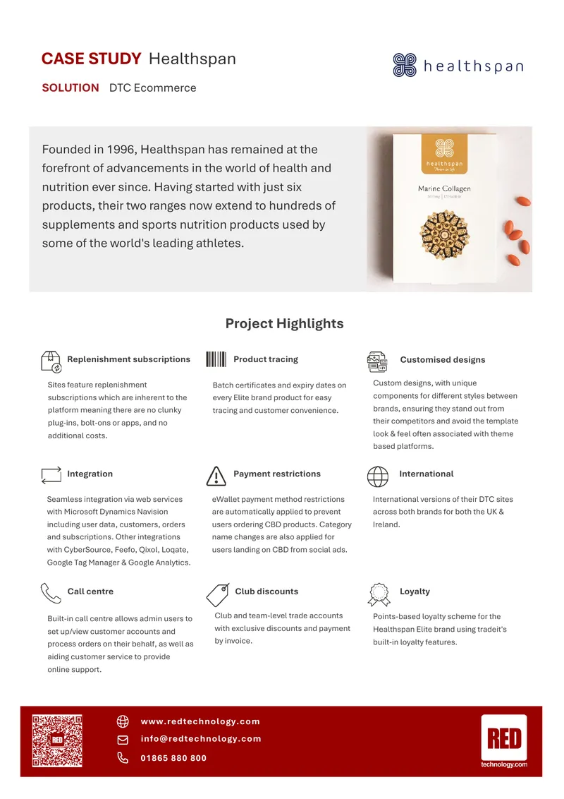DTC Ecommerce Solution Case Study for Healthspan