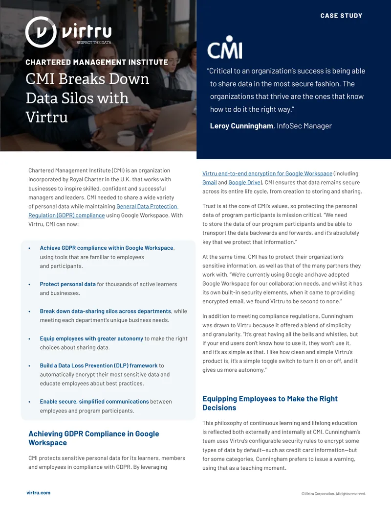 Chartered Management Institute Data Protection Case Study