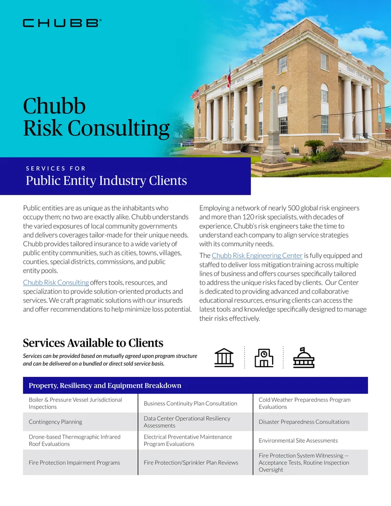 Chubb Risk Consulting Services for Public Entities