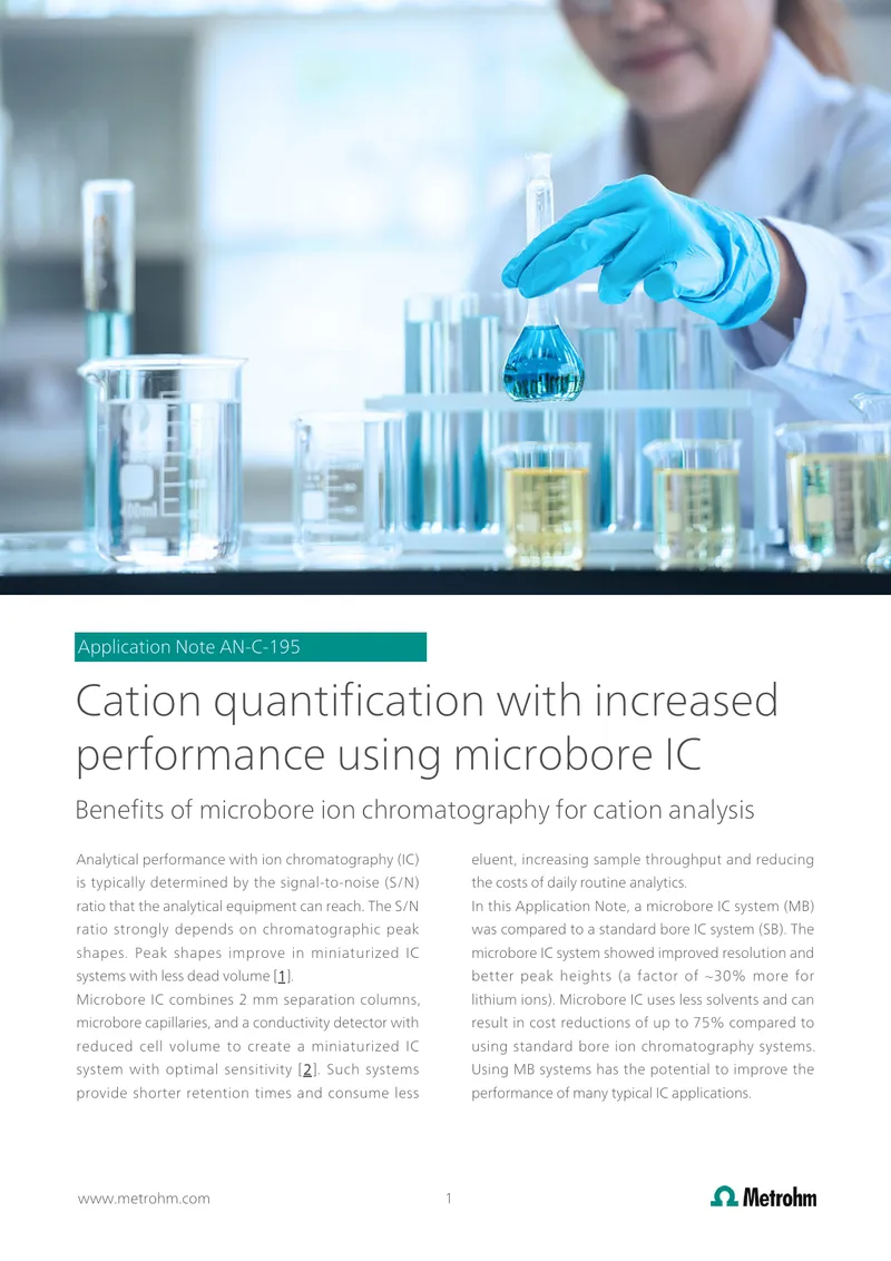 Cation Quantification Using Microbore Ion Chromatography