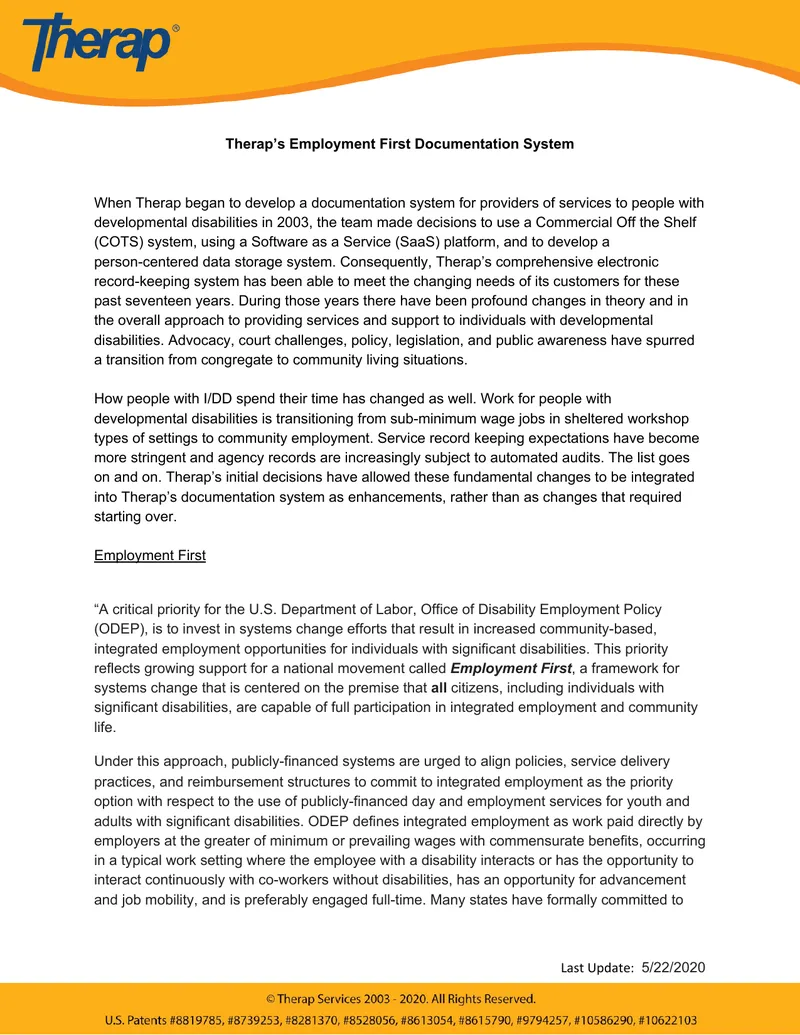Therap's Employment First Documentation System Overview