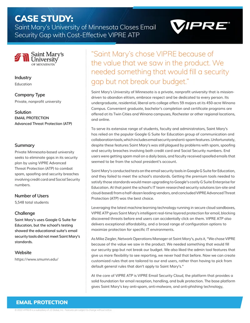 Saint Mary’s University Email Security Case Study