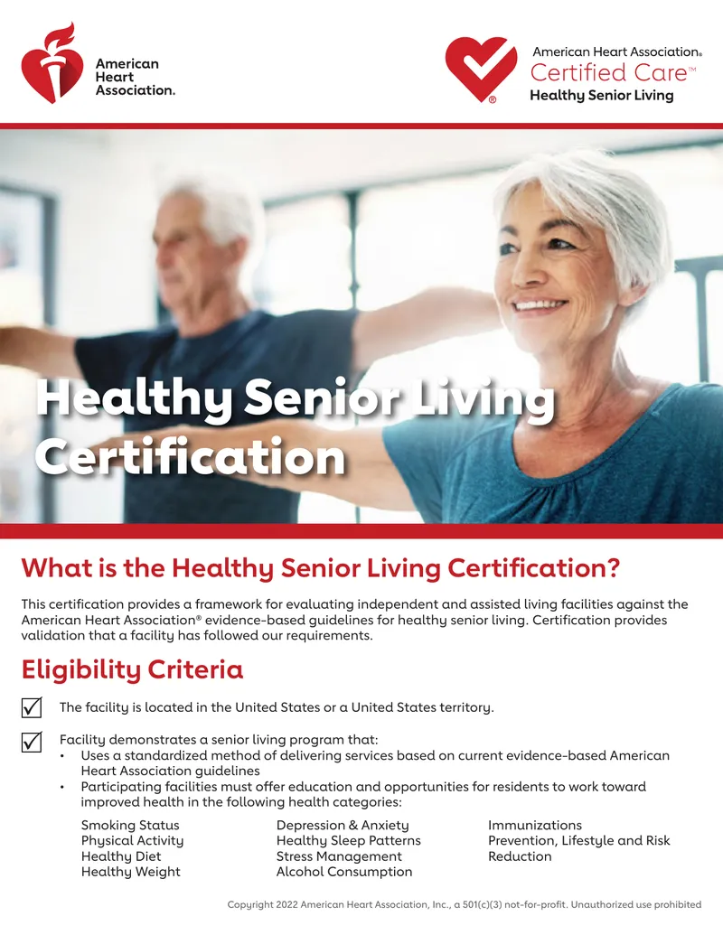Healthy Senior Living Certification Framework