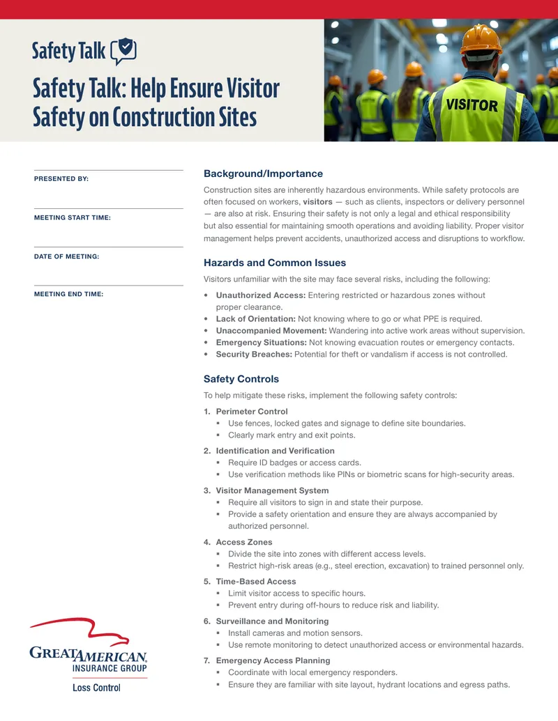 Visitor Safety Management on Construction Sites